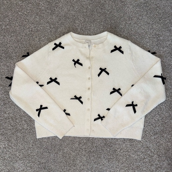 a new day Cream Cardigan with Black Bow Details - Picture 3 of 7